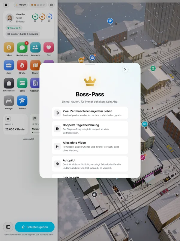 Agency Life: Boss-Pass und Käufe