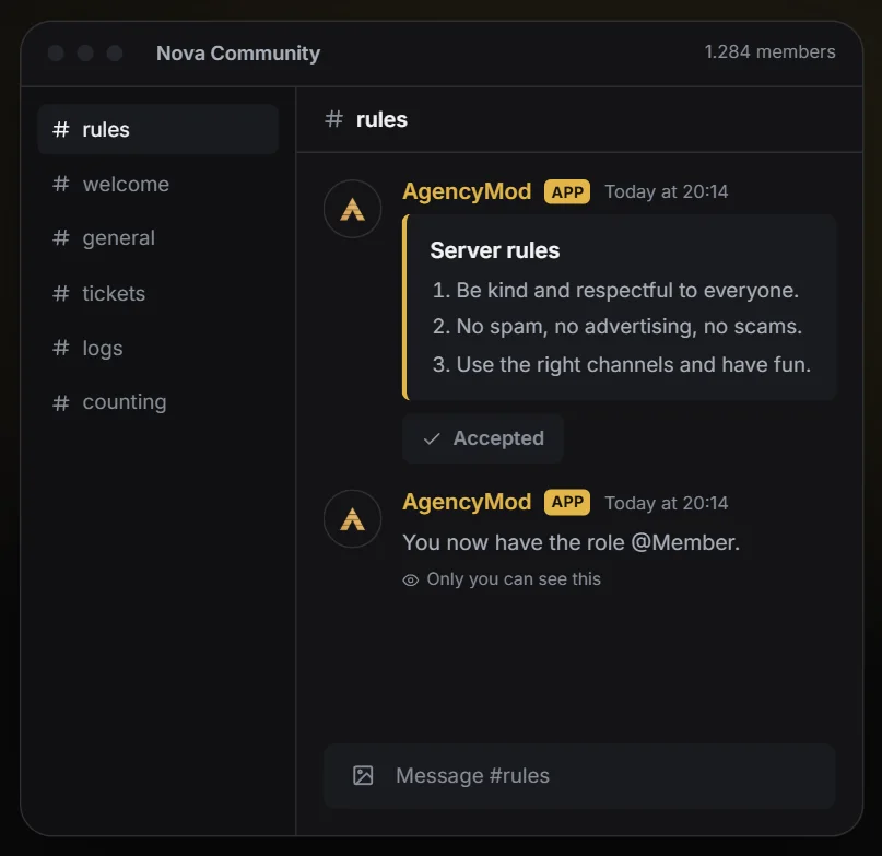 Button roles: This is how it looks in Discord