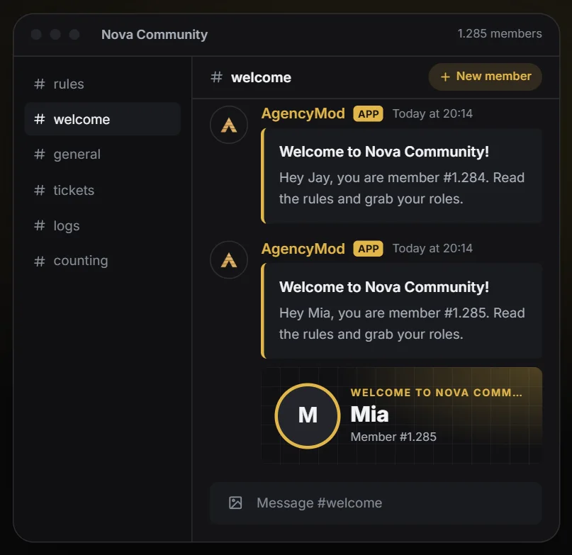 Welcome: This is how it looks in Discord