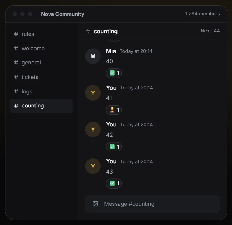Counting: This is how it looks in Discord